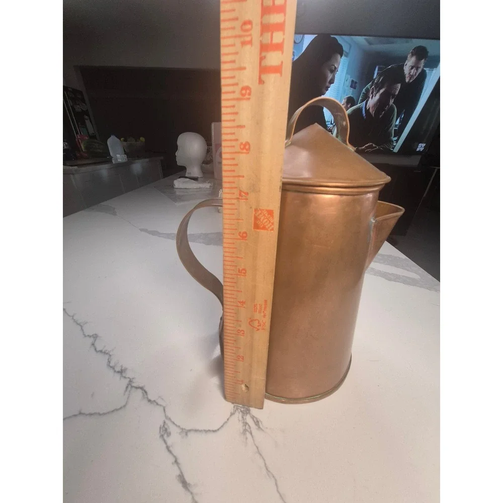 Vintage Primitive Copper Coffee‎ Pot Pitcher Rustic Farmhouse Decor 9.5 Inch